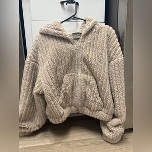 SHEIN Tan Sherpa Zip-Up Jacket